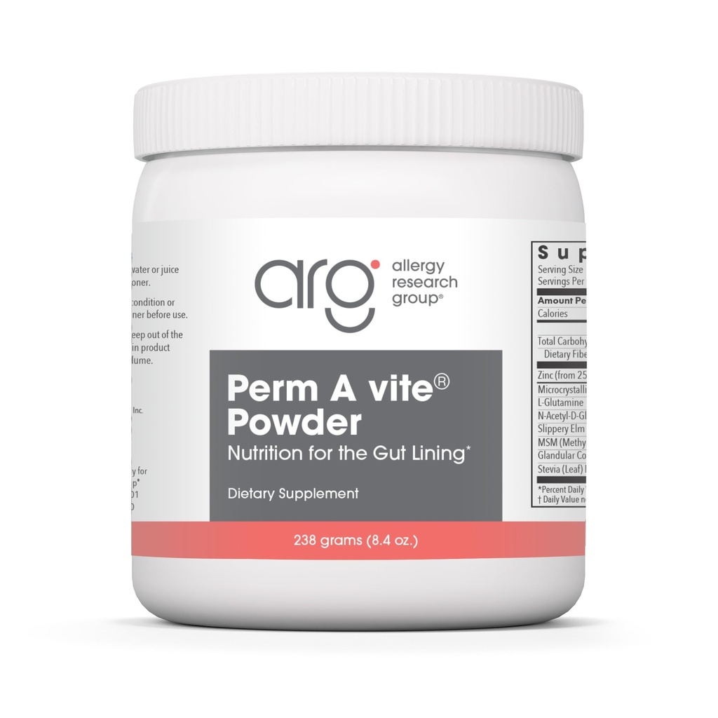 Alergia Research Group Perm A Vite Powder - Gut Health for Men & Women, L- Glutamine, Slippery Elm - 8.4 Oz