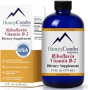 HoneyCombs Witamina B2 Riboflavin suplement płynne krople - Witamina B2 o dużej mocy dla mężczyzn i kobiet - Utrzymanie zdrowej trawienia, układu nerwowego, włosów, skóry, paznokci - Wegańskie płynne witaminy (16 Fl oz)