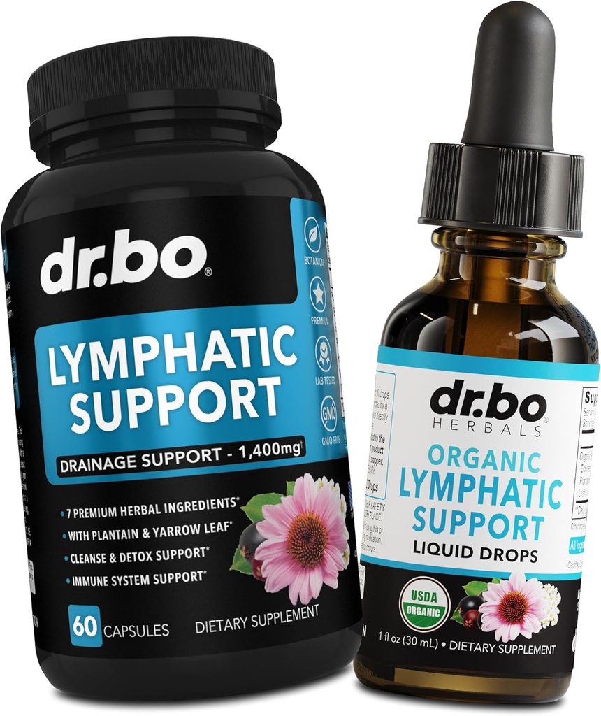Lymphatic Dreanage Supplements Pills & Drops - Organic Lymphatic Support Liquid Drops Cleanse, Lymph System Supplement for Nodes Legs & Neck - Lymph Node Detox Cleanse System Drainge