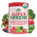 Kraj Farmy Organiczne Super Zielone Berry Flavor, 50 Organic Super Foods, Pakowane z włóknem, USDA Organic Drink Mix, Owoce, Warzywa, Grzyby i Probiotyki, Wsparcie energii, 5g Fiber