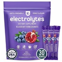 Keppi Elektrolity w proszku Pakiety - Pomarańcza borówkowa 30 Słupki - Nie Sugar Hydration Supplement z potasu, Magnezu, Sodu - Keto, Wegan, Przyjazny do montażu, Zero Calorie Hydration Pakiety