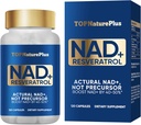 NAD + Suplement 1000 mg Czysta organiczna, Najwyższa NAD + Resweratrol Suplement Max Wchłanianie dla energii i naprawy DNA, Obrona starzenia, Wsparcie funkcji mózgu, 120 Kapsułki