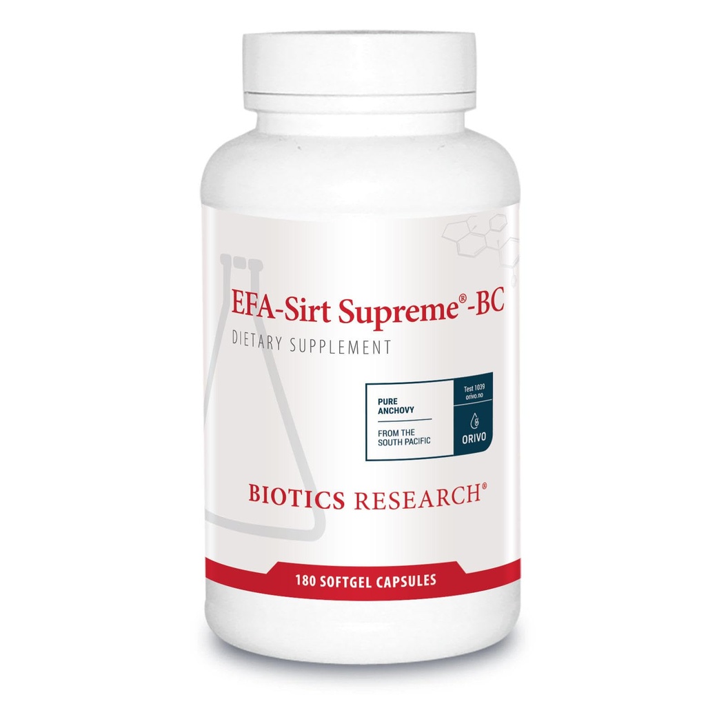 Biotics Research EFA- SIRT Supreme- BC EPA, DHA, GLA z Black Currant Seed Oil, Natural Mixed Tocoferole Cardival Health Joint Comfort and Flexibility, 180 softgel kapsułki