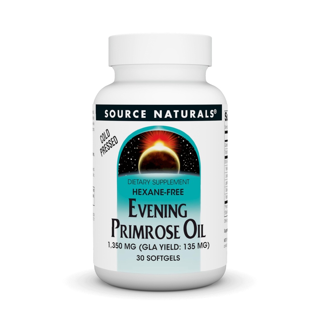 Źródło Naturals Wieczorne Primrose Oil - Hexane- Free - 1350mg - GLA Yield: 135 mg - Cold- Pressed - 30 Softgels