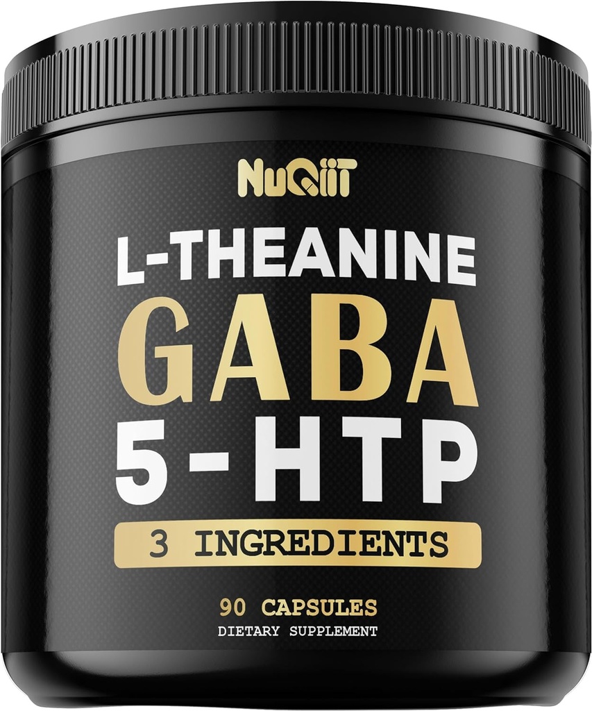 3in1 GABA Suplementy 750mg L- Theanine 200mg & 5- HTP (5- hydroksytryptofan) - odpowiednik 1000mg - Wsparcie zdrowia mózgu, Koncentracja, Komfortowy nastrój - 90 Kapsułki
