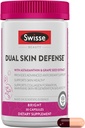 Swisse Beauty Dual Skin Defense Supplement Astaxanthin, Grape Seed Extract, i witaminy C Agregat 124; Wspomaga formację kolagenu, Elastyczność skóry, Antyoksydant Protection & Regeneration 124; 30 Kapsułki