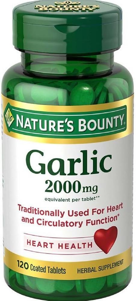 Nature 's Bounty, (5 opakowań) Czosnek, 2000 mg, 120 Tabletki powlekane