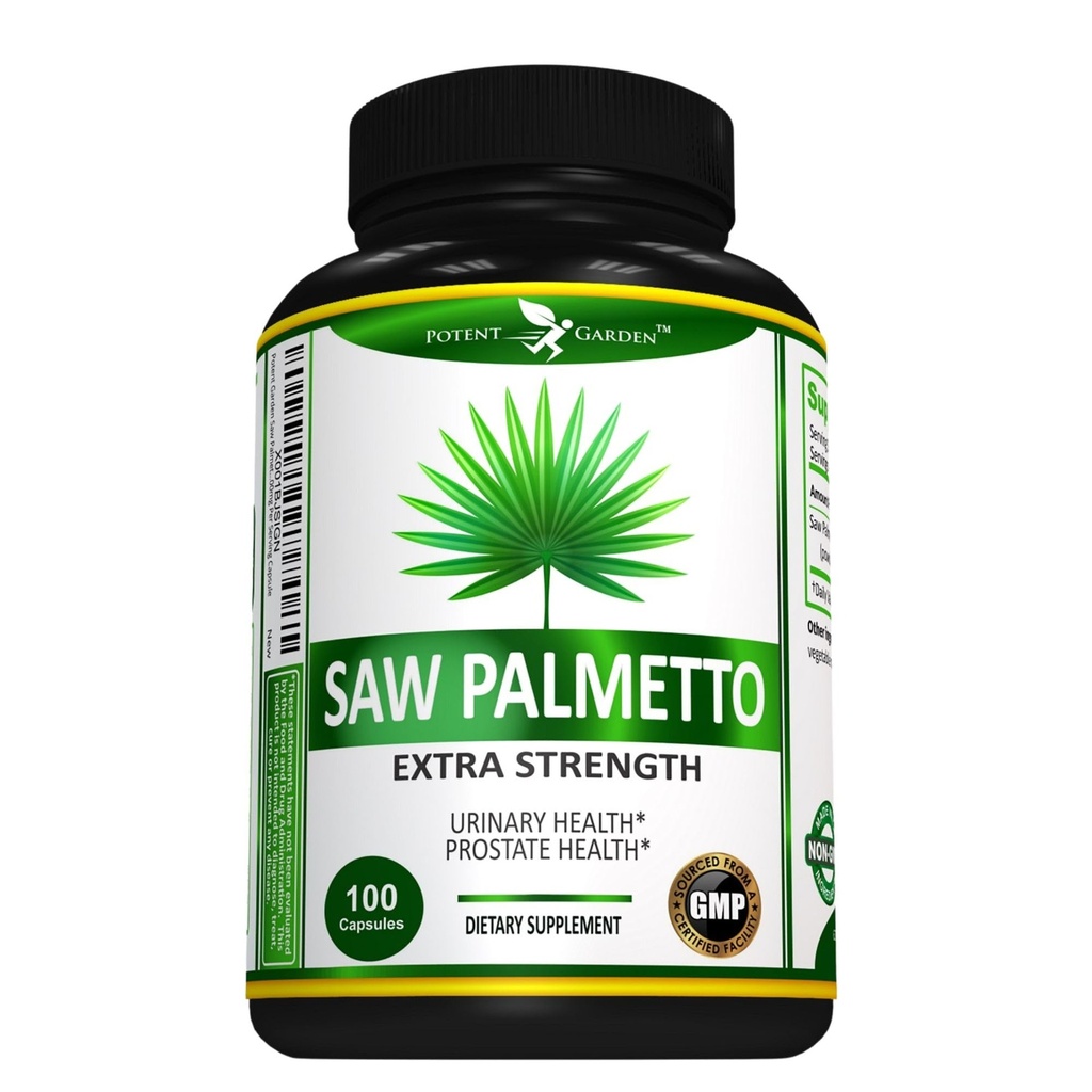 Pothent Garden Saw Palmetto 500 mg - Prostate Supplements for Men - Pomaga zdrowe oddawanie moczu Częstotliwość i przepływ - Nie GMO, 100 Saw Palmetto kapsułki