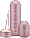 Zannaki Metal Moisture Proof Weekly Pill Organizator, Stackable Aluminium Alloy BPA Free Travel Turystyka 7 dni Pill Box Case Wodoodporny i duży komplet do przechowywania tabletek, Witaminy, Olej rybny, Suplementy