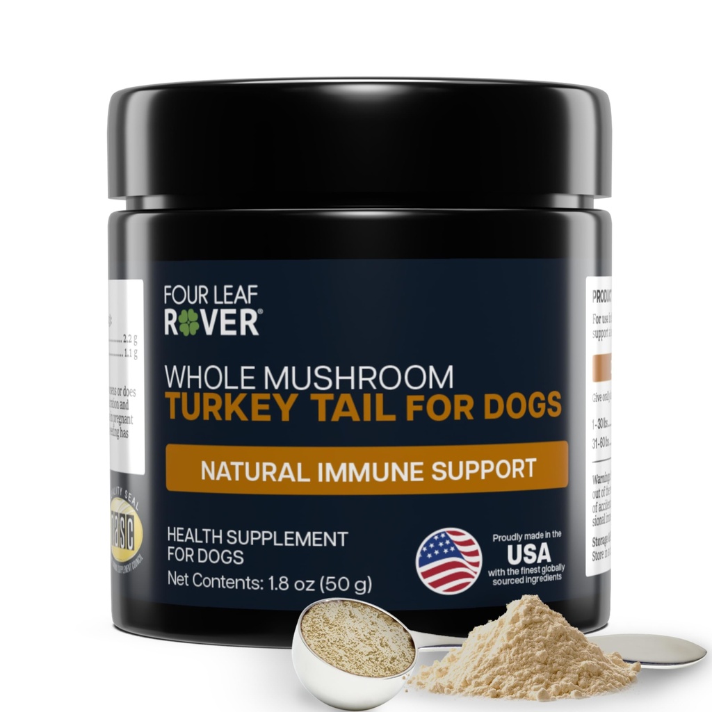 Turcja Grzyb ogonowy dla psów - cały, Organic Mushroom Extract - ponad 50% Beta- Glukan - Trzeci Tested Party, Made in USA - No Grains No Fillers - 60 Dni Duże dostawy psów