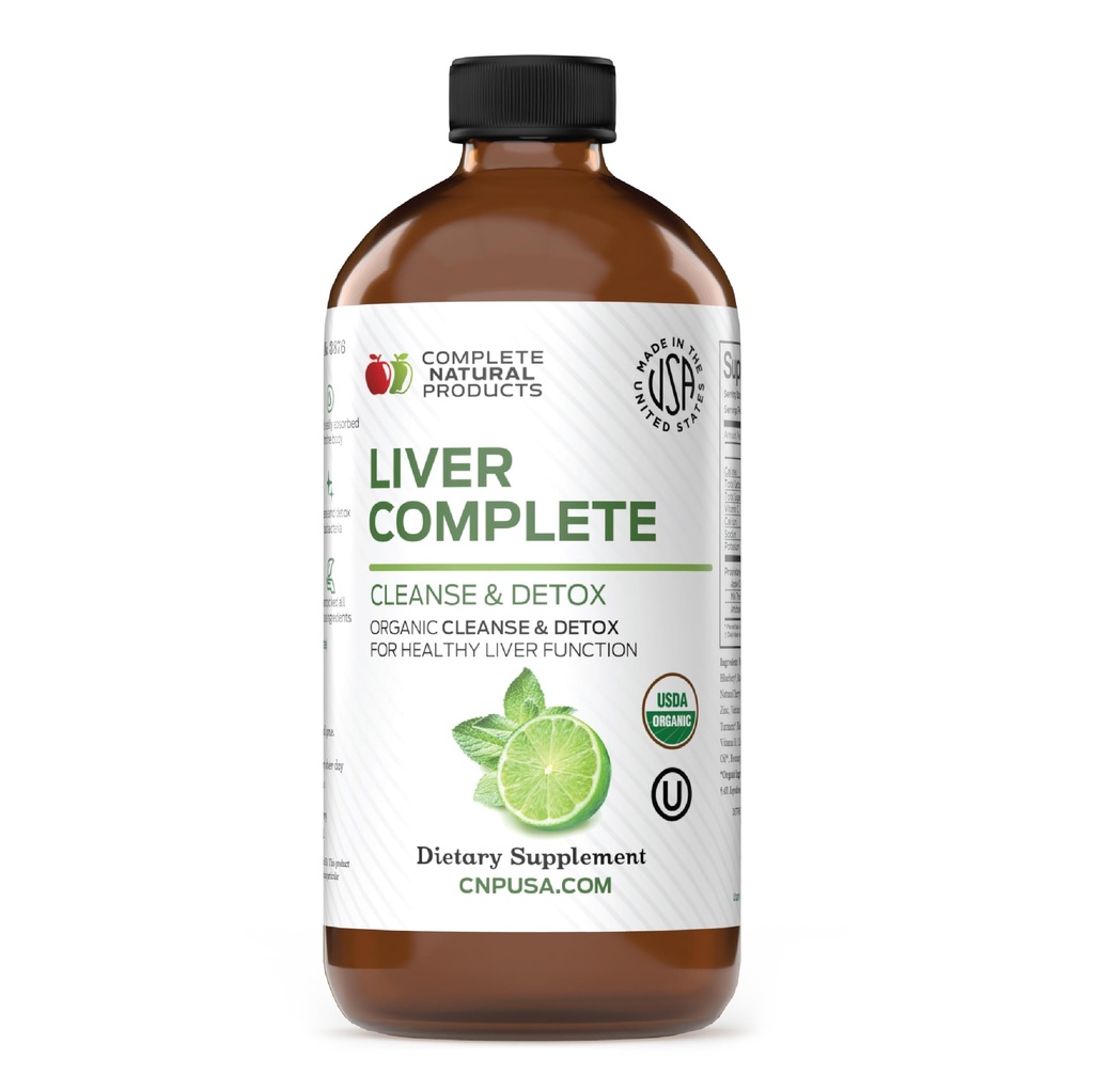 Wątroba Complete 16oz Support Liquid - Milk Tistle, Chanca Piedra & Dandelion Root - Herbal Cleanse Supplement - Non-GMO, Składniki organiczne