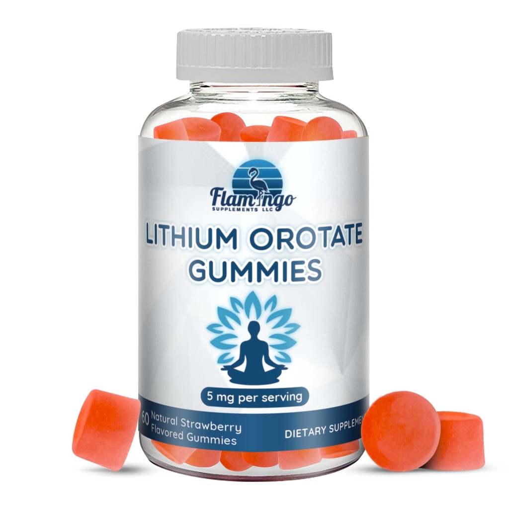 Lit Orot Gummies 5 mg na serwowanie - Trzecia strona Tested, Plant Based. Alternatywny do kropli litu lub tabletek. Ślad Mineral for Mood Support- Truskawkowe aromatyzowane suplementy litu - 60