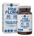 Vital Planet - Vital Flora Immune Support Probiotic, 60 Miliard CFU, Diverse Strains, Organic Mushroom Supplement Mieszanka z prebiotyki, Probiotyki zdrowia dla kobiet i mężczyzn 30 Kapsułki