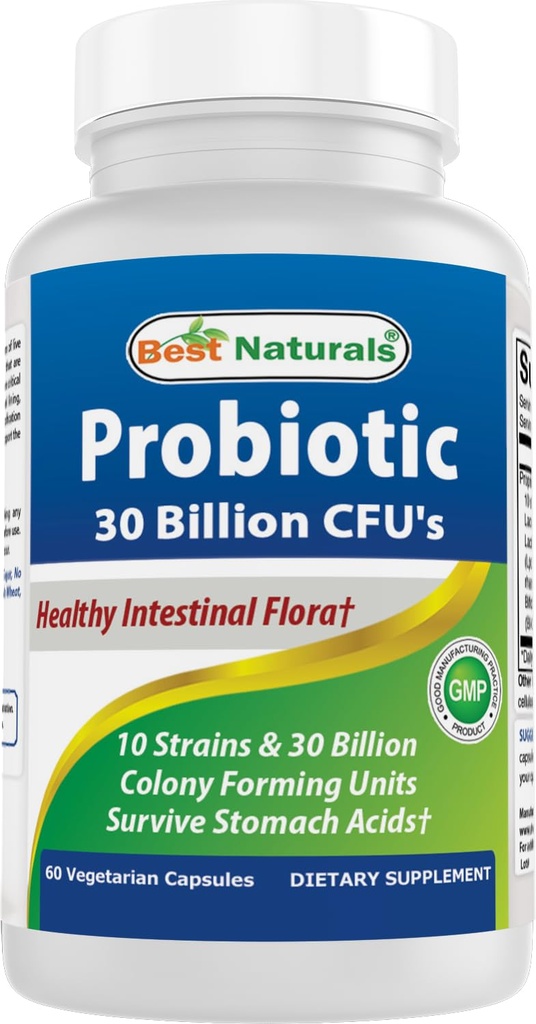 Najlepsze Naturals Probiotic 10 Szczepy & 30 Miliard CFU Instinal Flora, 60 Kapsułki wegetariańskie (60 Hrabia (Pack of 1))