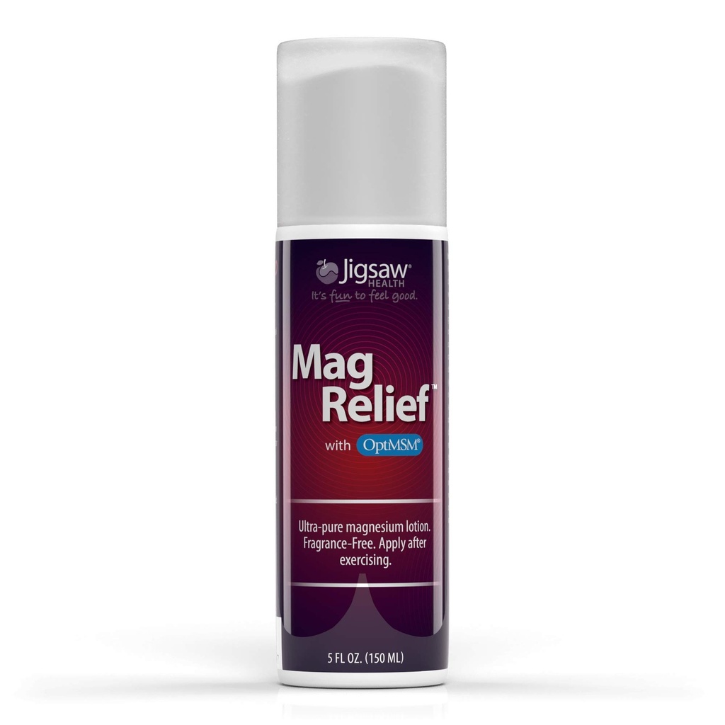 Jigsaw Health MagRelief | Ultra Pure Magnesium Lotion | with Zechstein Magnesium Chloride and OptiMSM | Fragrance Free | 5 Ounces