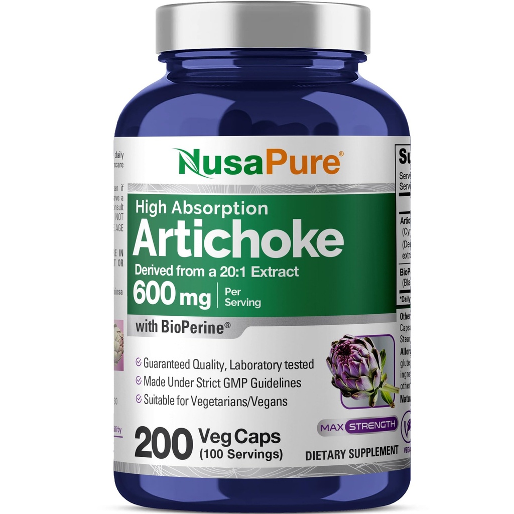 NusaPure Artiduck 20: 1 Extract, 600 mg Ekwiwalent 12 000 mg 200 Veggie caps (Non-GMO, Gluten Free)