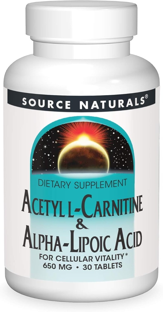 Źródło Naturals Acetyl L- Carnitine & Alpha- Lipoic Acid 650mg - 30 Tablets