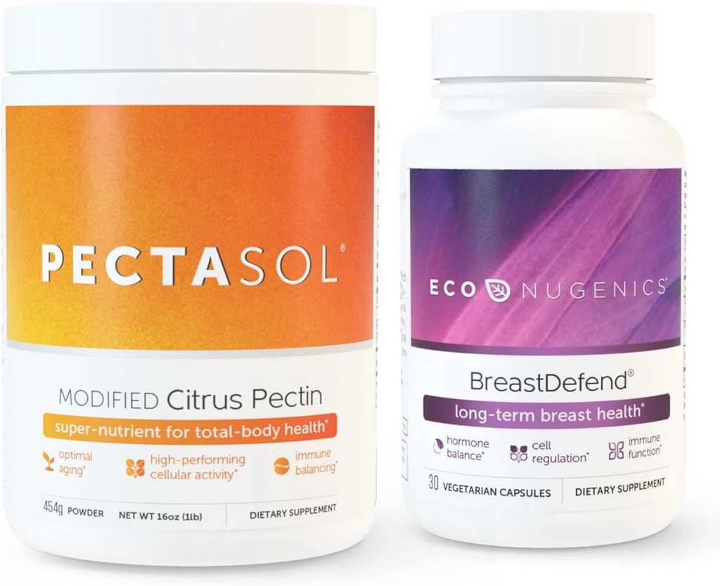 EcoNugenics Promotes Breast Health & Cellular Support - BreakDefend 30 Kapsułki + PectaSol- C Zmodyfikowany Citrus Pectin 454 Grams Bundle