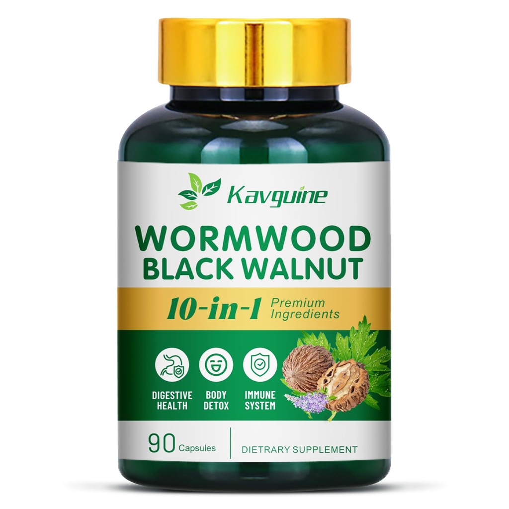 10 w 1 Kapsułki Wormwood - 90 Kapsułki Suplement, Black Walnut Hulls, Goździki, Pieprz czarny, Kurkumina kurkuminowa korzeń, Peppermint Leaf, Wspiera Cut Health & Digestive Balance