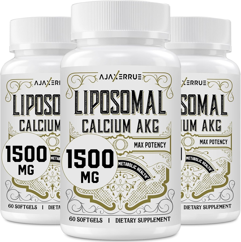 Liposomal wapnia AKG Suplement 1500 MG (Kwas alfa- ketoglutarowy), Wysoka absorpcja, Bardziej skuteczne niż AAKG, Ca AKG dla długowieczności, Obrona wieku, Energia komórkowa, Funkcja metaboliczna, 180 Softgels