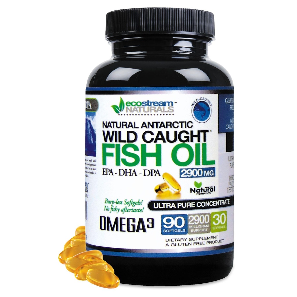 Wild Caught Omega 3 Olej rybny DPA- EPA- DHA Suplement 2,900 Miligramów - Teraz z jeszcze więcej DPA- EPA- DHA