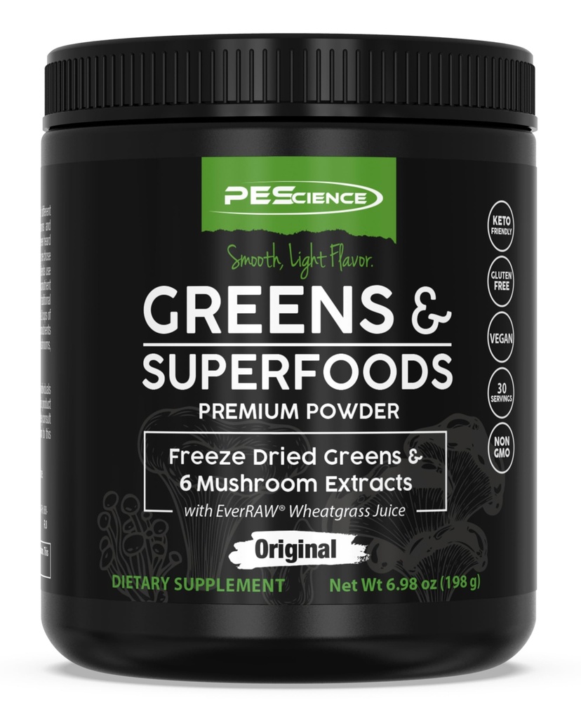Pescience Zielony Proszek Superfood z chlorofilem naturalnym, Reishi & Turcja Tail Mushroom proszki, Freeze- Suszony Kale, Szpinak, Broccoli Szproty, Oryginalny aromat, 30 Sługi