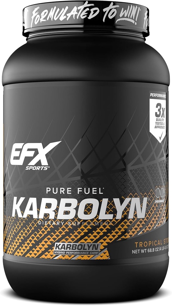 EFX Sports Karbolyn Fuel Building 124; Fast- Absorbing proszku węglowodanowego 124; Ładunek węglowodanów, Trwała energia, szybki odzysk 124; Stymulant wolny 124; 37 Służenie (Tropical Storm)
