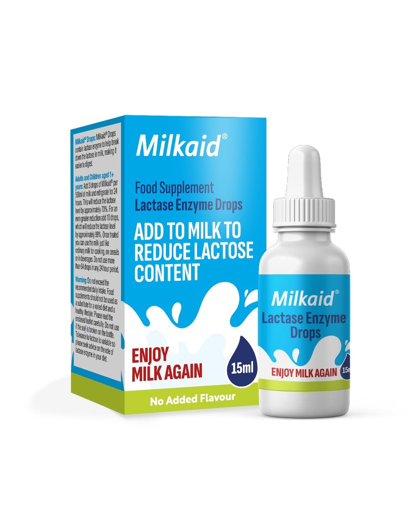 Milkaid Lactase Enzyme Drops for Lactose Intolerantion Thunder 124; Prevents Gas, Bloating & Darrhea Gume; Fast Acting Dairy Digestive Supplement Agreement 124; Gluten Free & Vegetarian Agregates 124; No Fative Flavor Edin124; 0,5 Fl Oz (1)