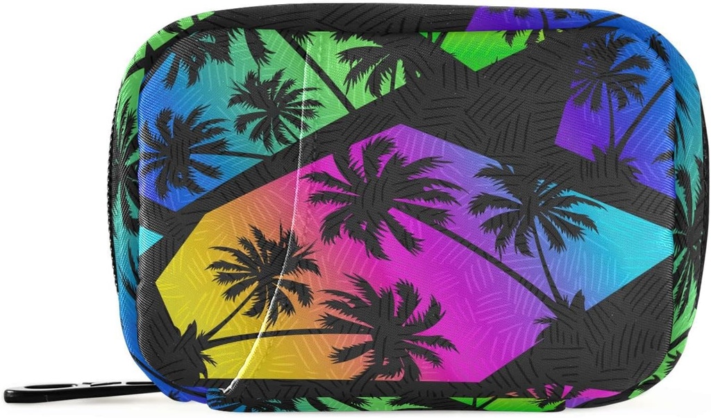 Pill Box Kolorowe Geometria Palm Trees 7 Dni Pill Case Travel Pill Organizer Bag z Zipper Przenośny tygodniowy suplement witaminy posiadacz Pouch Bag