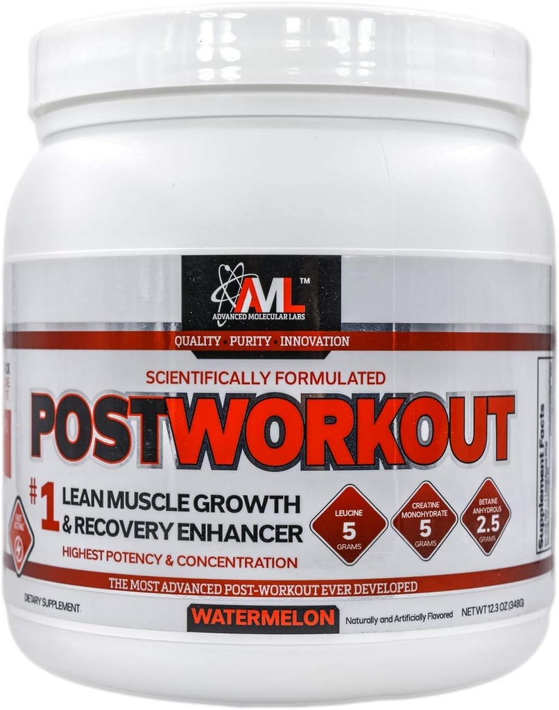 Advanced Molecular Labs - Postcutting Powder, Lean Muscle Growth, Recovery Enhancer, Muscle Building Post Workout Recovery Drink for Women and Men, Arbuz, 12.3 oz