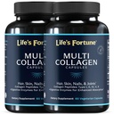 Multi Collagen Peptydes Typy I, II, III, V & X Zhydrolizowane kapsułki białkowe - Grass- Fed, Mieszanka z enzymem pokarmowym - dla skóry, włosów, paznokci, Joints & Gut Health, Unflavored (60 Count (Pack of 2))