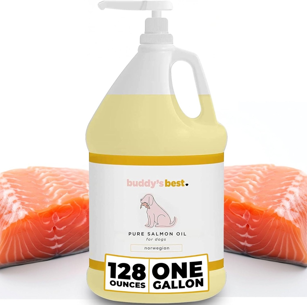 Salmon Oil for Dogs by Buddy 's Best - 1 Gallon (128oz) 124; 100% Norweski olej rybny 124; Humanity-Grade & Odorless 124; Omega 3 Suplement do płaszcza i łączenia