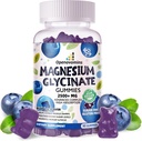 Glucynian magnezu Gummies 2500mg - Suplement potasu bez cukru Magnezu z witaminą D, B6, CoQ10 dla spokojnego nastroju i wsparcia snu - 90 Gummies z jagodami