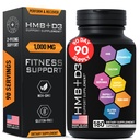 HMB Suplementy z witaminą D3 - 1000 mg wapnia Beta- hydroksy Beta- Metylomaślan na Podawanie do wzrostu mięśni, Siła i Odzysk - 180 Gluten- Free, Non-GMO Kapsułki HMB, 3-Miesiące Dostawy