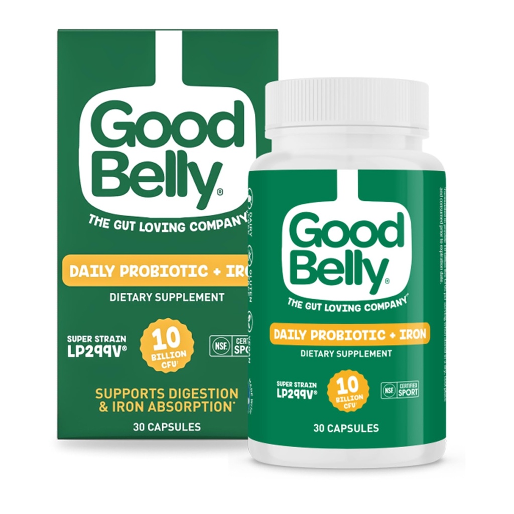 GoodBelly Probiotic kapsułki dla zdrowia i żeliwo Wchłanianie 124; Wegański suplement probiotyczny z 10 Miliard żywych kultur 124; Probiotyki dla kobiet i mężczyzn 124; 30 Kapsułki