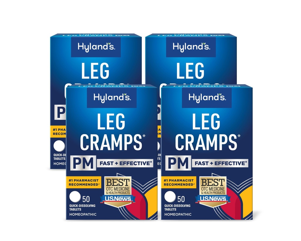 Hyland 's Leg Cramps PM, Relief of Nighttime Leg, Calf, and Foot Cramps, 50 Quick- rozpuszczalne tabletki 4- Pack (200 Razem)