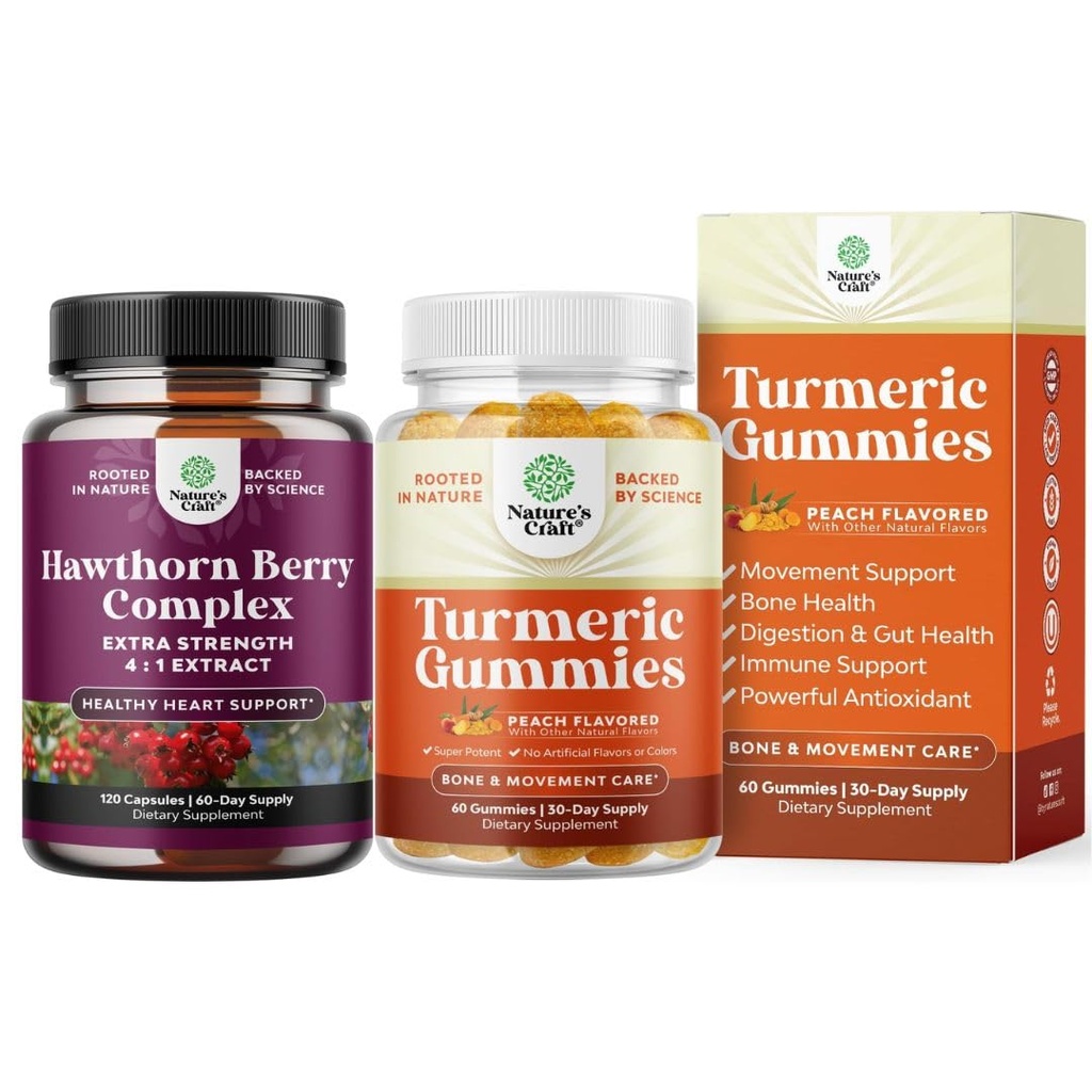 Paleta ekstra siły Hawthorn Berry Kapsułki - Suplement do Zdrowia Serca i kurkuminy kurkuminy Kurkumy immunologiczne Gummie - Gumki immunologiczne Booster Turmeric Gummies dla wspólnego wsparcia i zaawansowanej opieki skóry