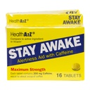 HealthA2Z ® Stay Awake 124; 200 mg Caepine 124; Alertness Aid with Caepine 124; 3 opakowania po 16 Tabletów (48 Tabletów)