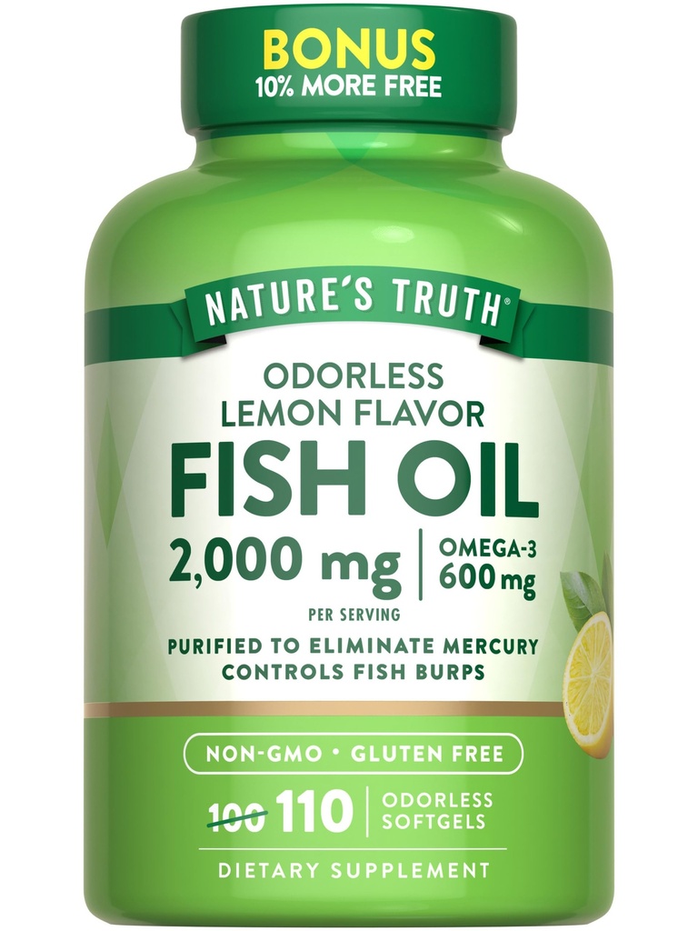 Nature 's Truth Fish Oil 2000mg Budapeszt 124; 110 Softgels Budapeszt 124; Omega-3 Budapeszt 124; Lemon Flavor Budapest 124; Non- GMO & Gluten