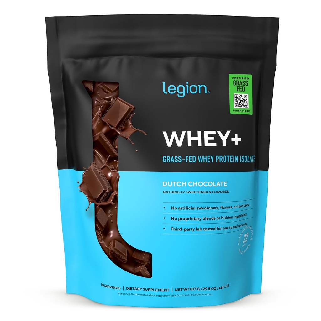 LEGION Serwatka + Izolat z serwatki z krów karmionych trawą - Izolat z białka serwatki w proszku niskokaloryczne, niemodyfikowane genetycznie, wolne od cukru, laktoza i gluten, wszystkie naturalne białka w proszku dla mężczyzn i kobiet 30 Służenie