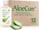 AloeCure USDA Organic Aloe Vera Sok wyprodukowany w ciągu 12 godzin zbiorów - Czysty sok Aloe Natural Digestive Suplement do wspomagania trawienia, System immunologiczny i zbalansowany kwasy żołądkowe, 12 x 500 ml butelek
