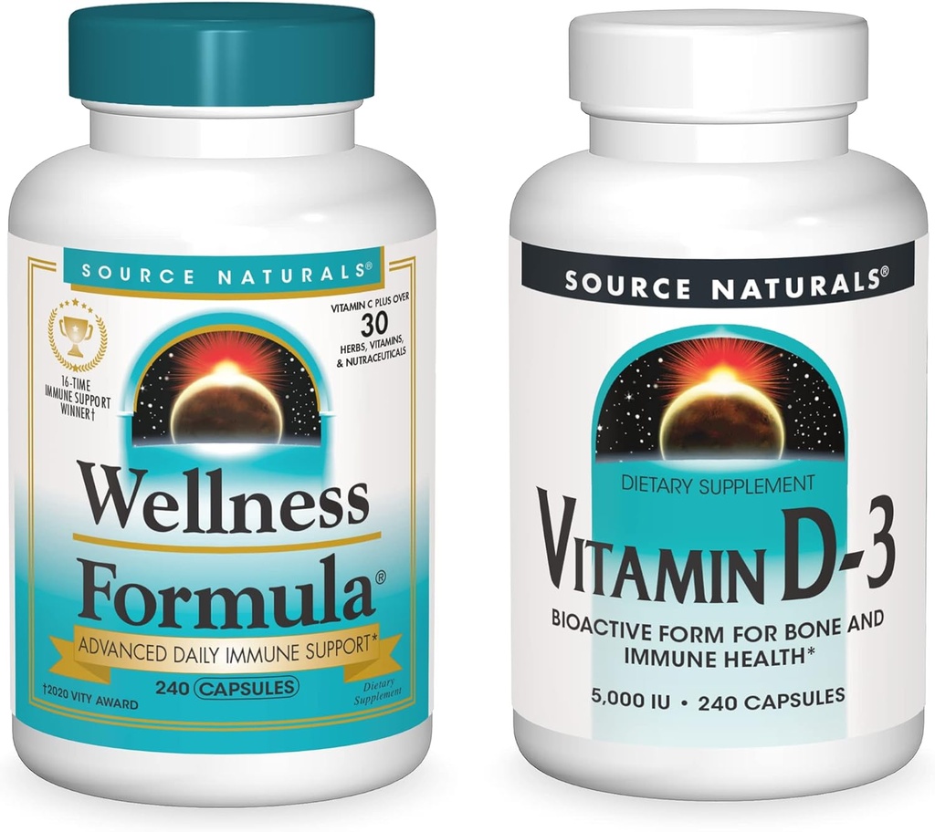 Źródło Naturals Wellness Formuła i 5000 iu Witamina D-3, 240 Kapsułki w każdej butelce