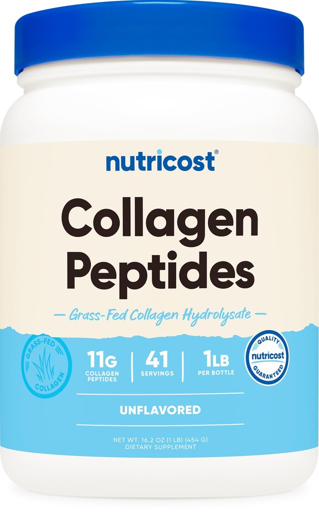 Nutricost Collagen Peptydes Powder 1LB (454 G) - Hydrolizat kolagenu bydła karmionego trawą (Unflavored)