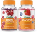 Żywe żelazko z witaminą C + Glukoza, Gummies Bundle - Great Desting, Suplement witaminy, Gluten wolny, GMO wolny, Gummy do żucia