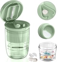 Pigułka Cutter Splitter z Dispenser, Pigułka Cutter dla małych lub dużych tabletek, kruszy pigułki, Witaminy, Tablety, Stal nierdzewna Blade, Oddzielny kielich do picia (Green-1)