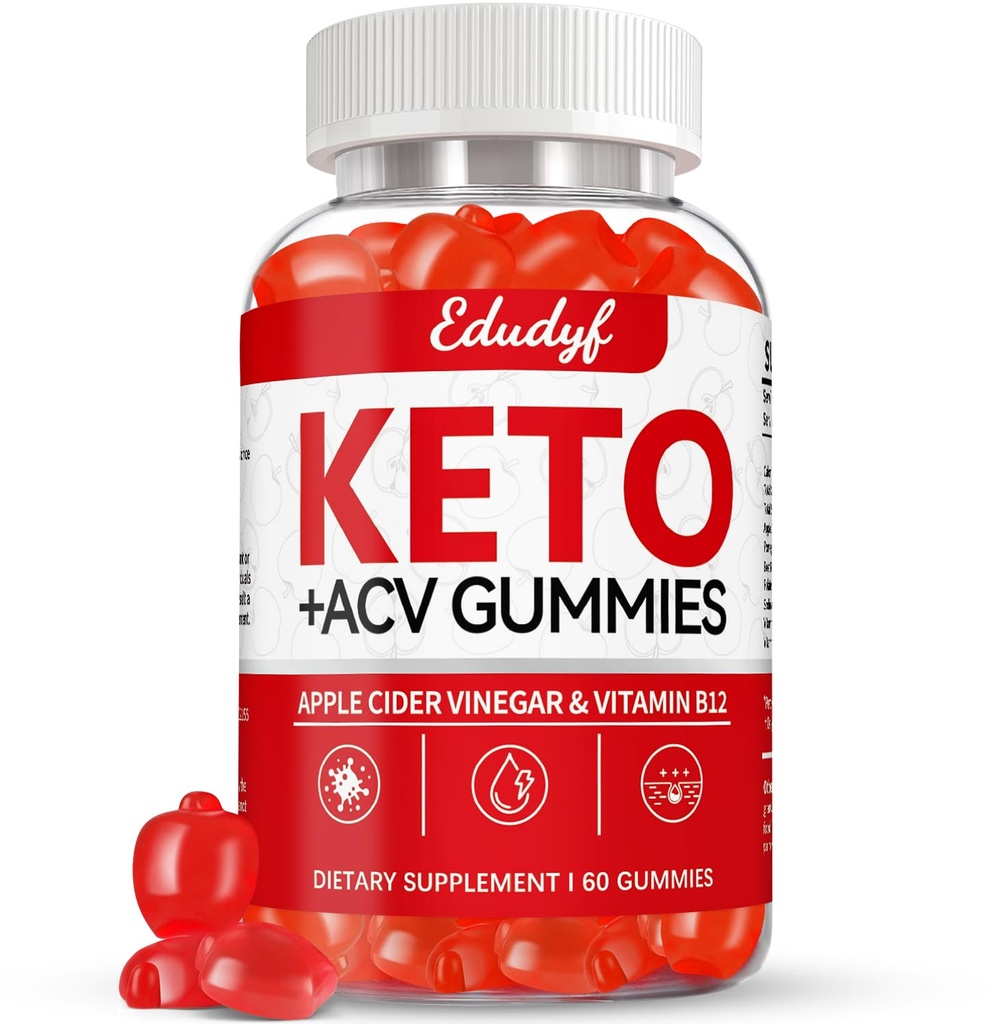 Keto ACV Gummies - 60 Hrabia Gluten- Free, Żelatyna-Free Jabłko Cydr Gummeje z B12 Keto Wsparcie, Wegetariański, Unikalny aromat, Wygodne Butelki Suplement dla mężczyzn i kobiet
