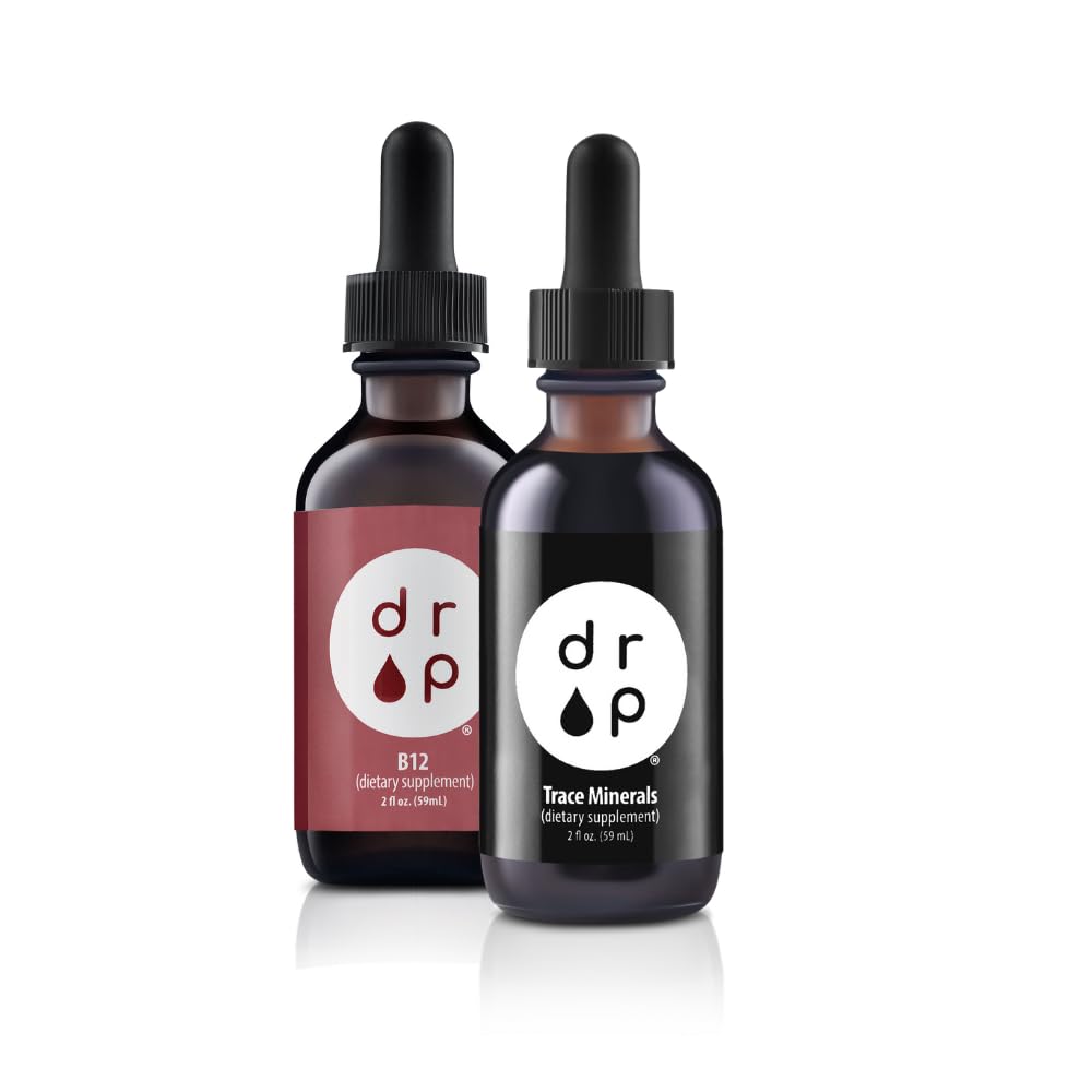 Dodatki do kropli Organic Trace Minerals Electrolyte Drops i witaminy B12 2500 mcg 2 uncji płynnych