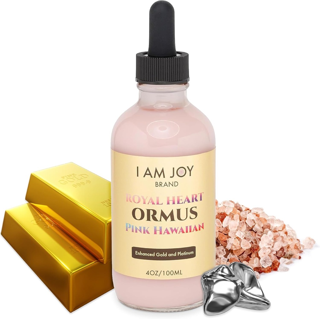 Jestem Joy co. Hawaiian Pink Ormus Monoatomic Gold 124; Królewski Koncentrat Serca, Blood Cleanser Detox 124; z 24k Food- Grade Colloidal Gold 124; Vortexed, Harmonically Structured 528hz 4oz