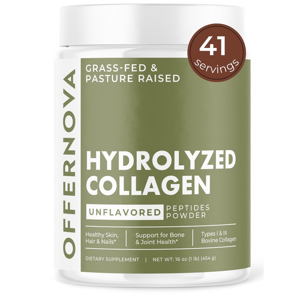 Zhydrolizowany Kolagen Peptydes w proszku - 100% Czysty, Karmiony trawą dla kobiet i mężczyzn - dla zdrowych kości, połączeń, włosów i skóry - Colageno Hidrolizado en Polvo Piel, Cabello y Articulaciones