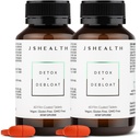 JSHealth Vitamins Detox and Debloat Liver Health Formula 124; Liver Detox Pills Detox 124; Debloating Formula with Milk Tistle, Turmeric, Fennel Detox 124; Liver Cleanse Supplement (60 tabletek, Opakowanie po 2)